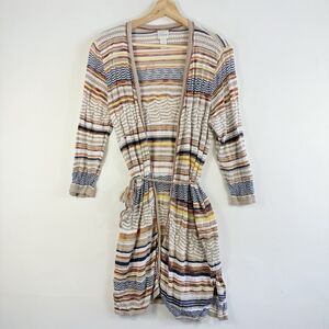 Chico's Womens 1 Medium 8 Native Western Open Front Knit Duster Cardigan Sweater